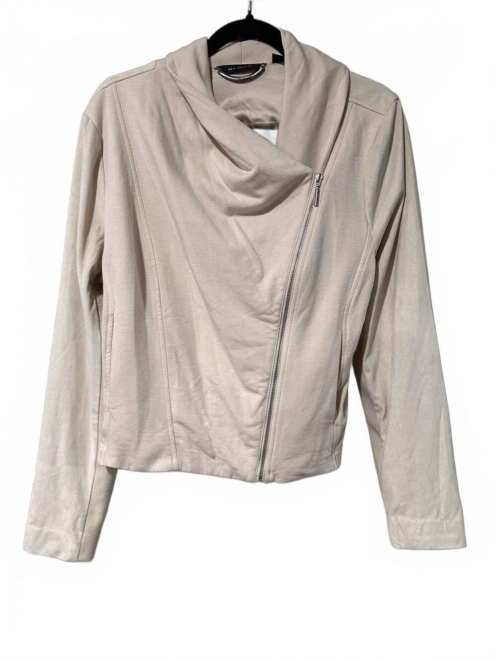H by Halston Cream cowl neck zip up jacket